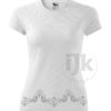 Dámske biele tričko s potlačou, s reflexnou fóliou, s ľudovým motívom z Jablonice a s krátkym rukávom.