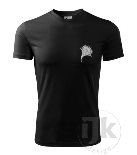 Pánske čierne tričko s potlačou, s reflexnou fóliou, s folklórnym motívom z Vajnor a s krátkym rukávom.