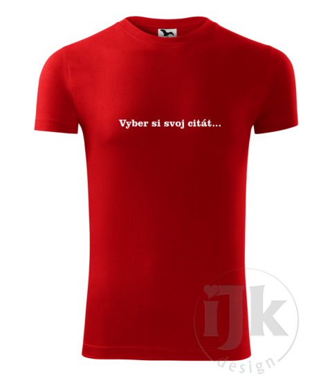 Pánske červené tričko s potlačou, s bielou hladkou fóliou, s náboženským vzorom, motívom je citát zo Svätého písma podľa vlastného výberu a s krátkym rukávom.